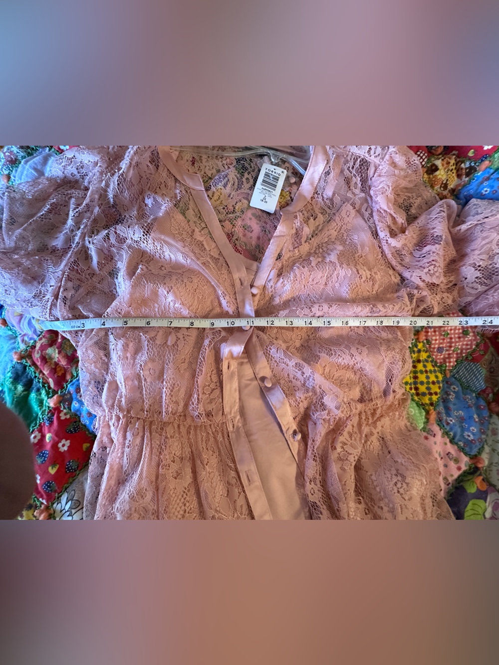 Torrid Mellow arose Pink Sheer and Lace Maxi Dress - Picture 7 of 13